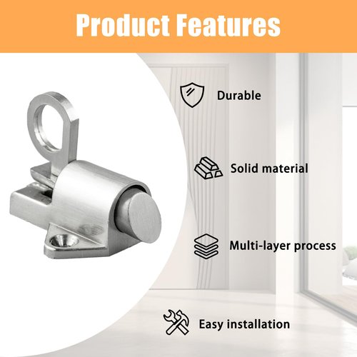 2Pcs Latch Lock, Automatic Window Gate Lock with Mounting Screws, Self Closing Spring Bounce Door Bolt for Window Toilet