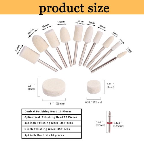 XUPYNAR 100PCS Polishing Buffing Wheel for Dremel Polishing Kit, Polishing Wheel for Dremel Tool Accessories, with 1/8" Shank for Buffing Wheels