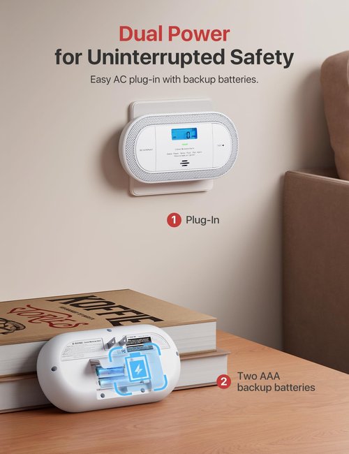 X-Sense Plug-in Carbon Monoxide Detector, with AAA Battery Backup, XC0C-SA, 1-Pack