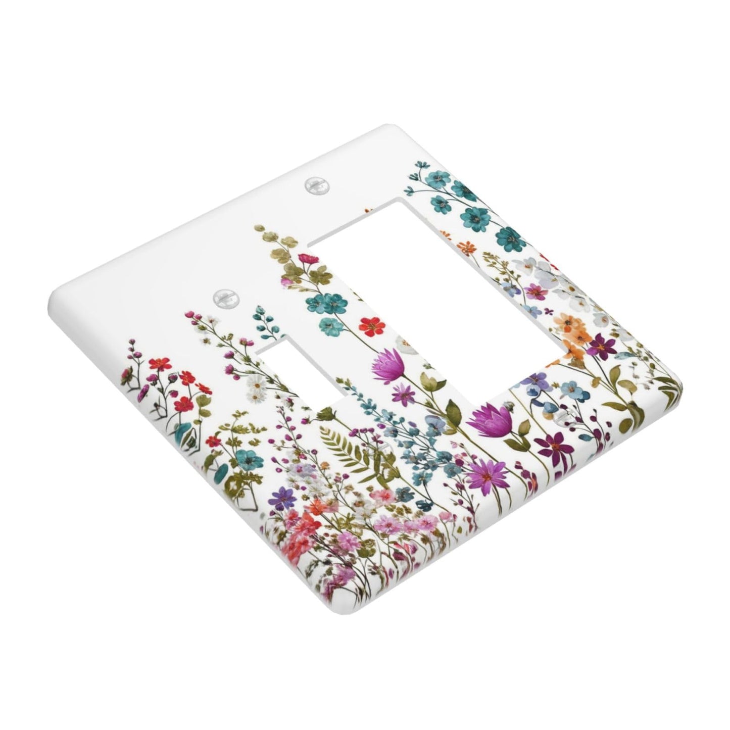 Spshian Decorative Outlet Covers Rustic Wild Flowers Boho Purple Red Floral Leaves 2 Gang 1 Gang Wall Plate Cover Single Toggle Rocker Combination Light Switch Plate Covers Jumbo Switch Cover