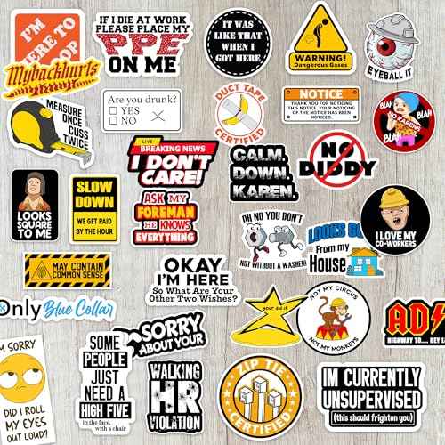 166/224 pcs Funny Hard Hat Stickers for Men, Adults - Waterproof Vinyl for Welding Helmet, Tool Box, Tools - Blue Collar Gifts for Men, Mechanic, Co-Workers Union