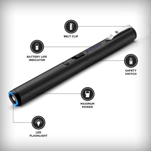 Guard Dog Security Enlight Pen Stun Gun with Flashlight, Self Defense Device, Battery Life Indicator, Belt Clip, Non Lethal Weapon for Women and Men, 6.10 Inches - Black