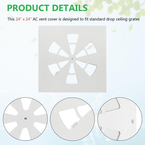 (1 Pack)-24" x 24" Adjustable Office Vent Cover - Durable,For Flat Office Ceiling Vents Ceiling Air Deflector for Conditioner or Heat Air Deflector Magnetic Size approximately: 24.75X24.75IN
