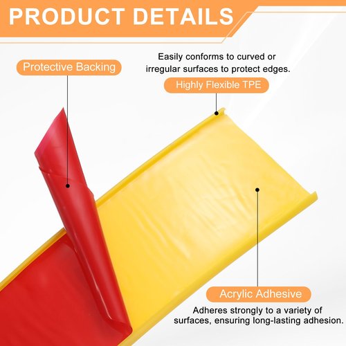HARFINGTON U-Shape Edge Banding 5/8" x 19.7ft (16mm x 6M) Self Adhesive TPE Flexible Veneer Tape Soft Edge Strip Protector for Furniture Cabinet Table Protection Repair, Yellow