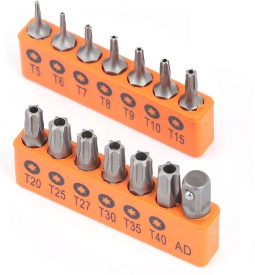 HORUSDY 14-Piece Tamper Resistant Star Bits, S2 Alloy Steel, T5 - T40 Security Torx Bit Set