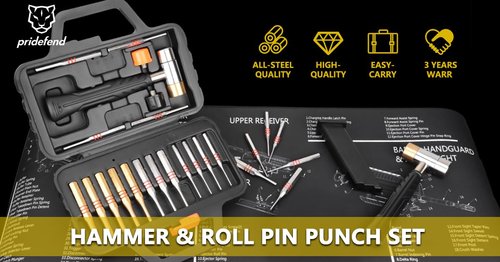 Pridefend Punch Set,Brass Punch Set and Roll Pin Punch Set Made of Solid Material Including Steel Pin Punch Set and Bench Block, Hammer with Detachable Heads,Punch Set with Portable Storage Case