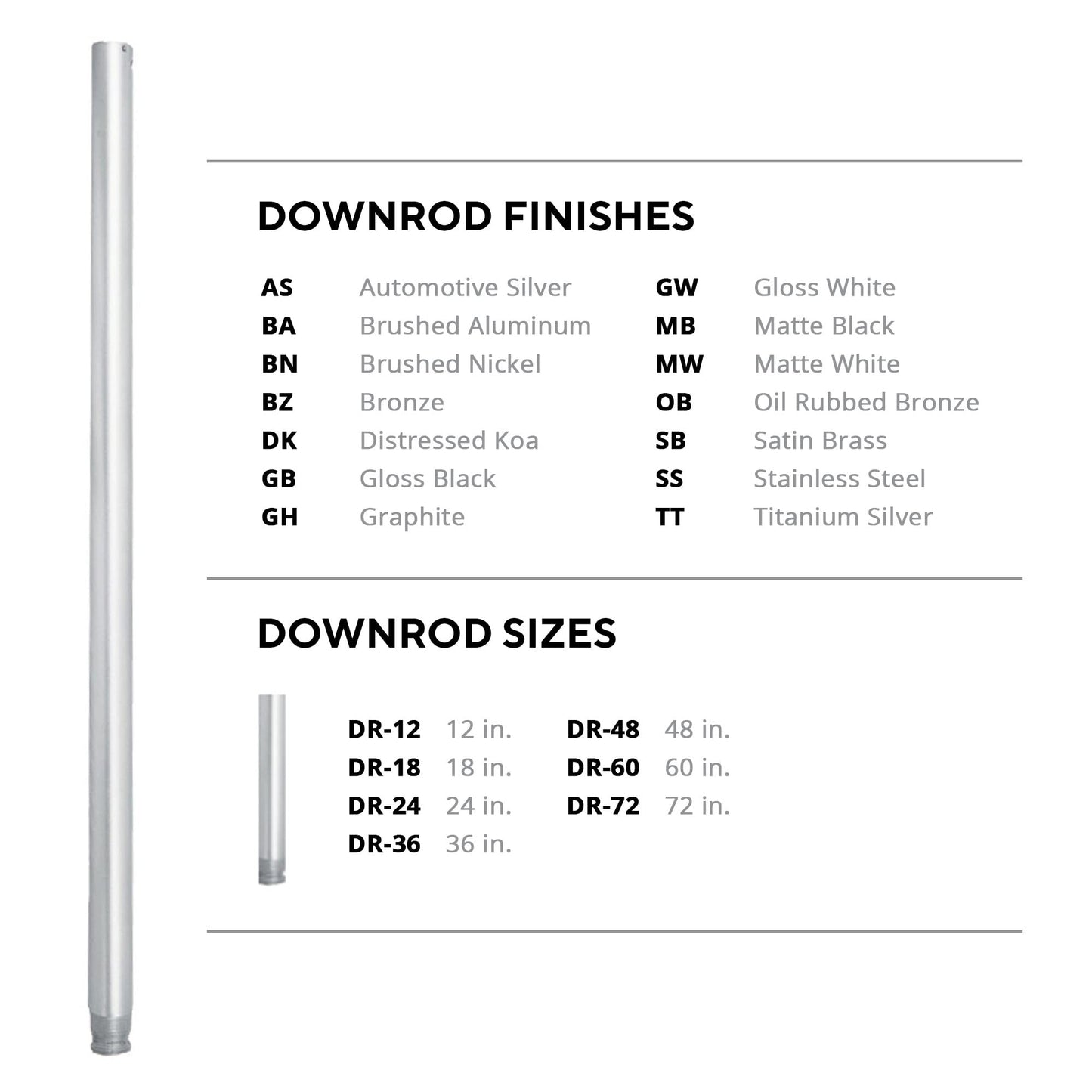 24in Ceiling Fan Extension Downrod in Matte Black