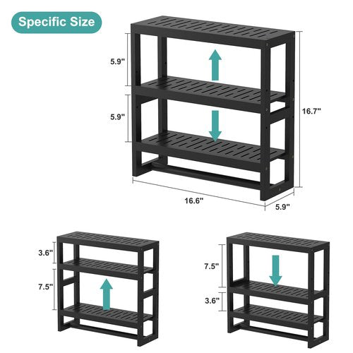 viewcare Bathroom Shelves for Storage, Small Shelf Over Toilet, Adjustable 3 Tiers Shelf for Bathroom Storage (Black)