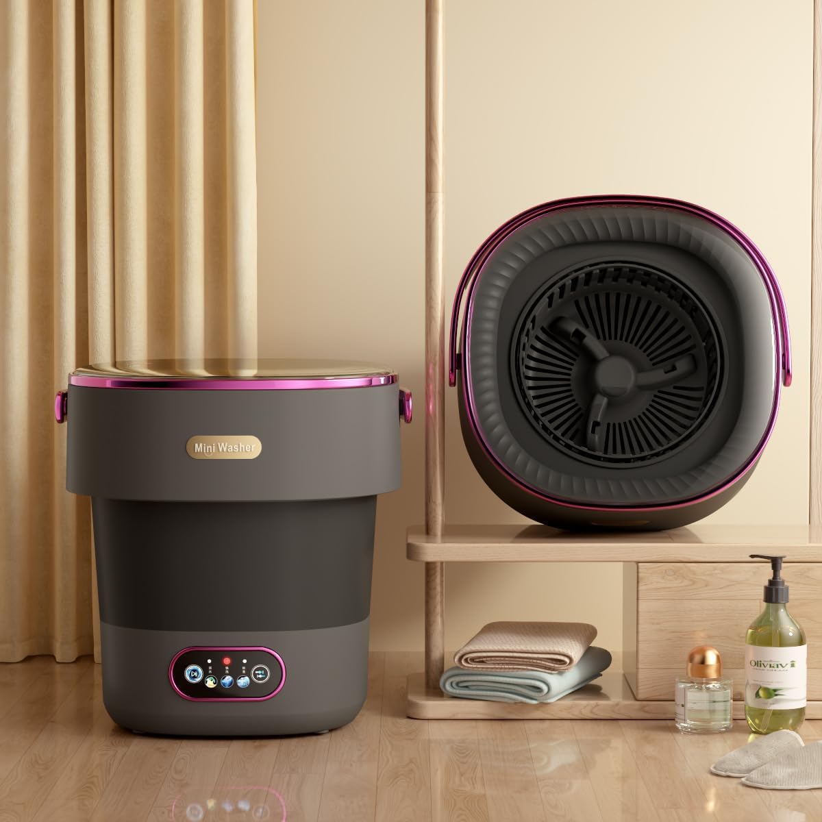 Mini Portable Washing Machine and Dryer, Mini Washer 13L, Portable Washing Machine, Fully Automatic 3 Cleaning Modes Collapsible Camping Washer for Dorm Travel