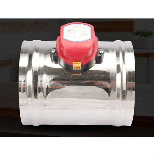 220V 24V 12V 1Nm Actuator Air Damper Valve Electric Air Duct Motorized Damper Ventilation Pipe Valve 60-200mm Stainless Steel(100MM,DC24V)