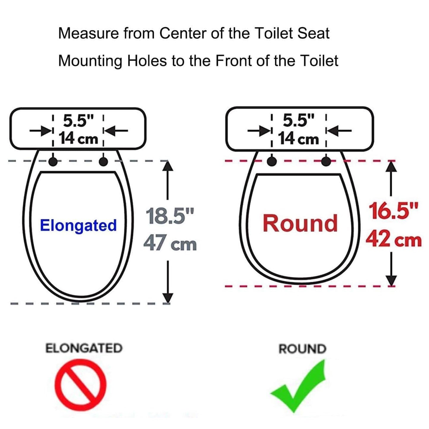 Hibbent Premium Round Toilet Seat with Cover Quiet Close, One-Click to Quick Release, Easy Installation Non-Slip Seat Bumpers, Slow Close Toilet Seat and Cover, Easy Cleaning-White Color