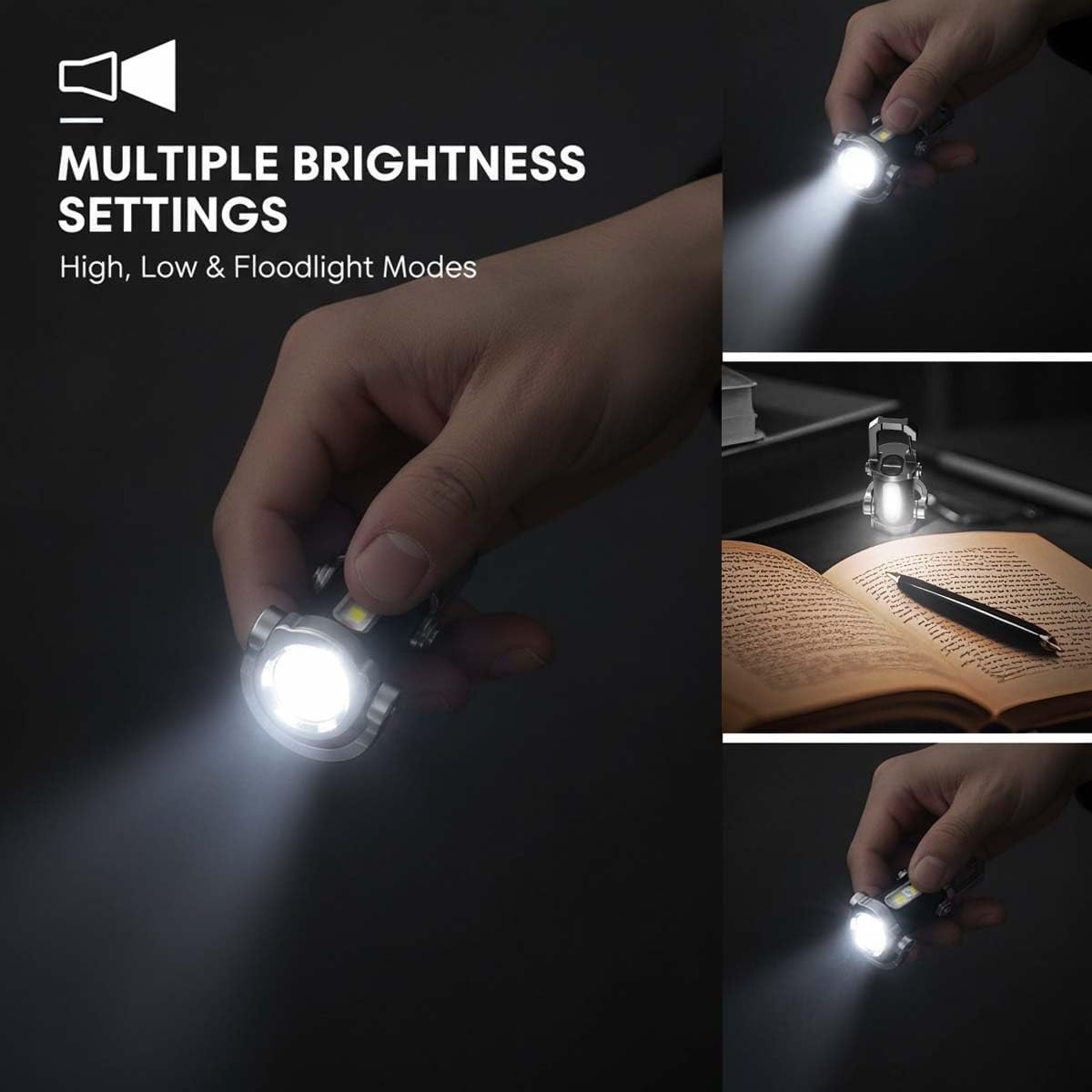 Portable Rechargeable Keychain Flashlight, 1200 Lumens Mini Key Chain Light with 7 Modes, EDC Small Flashlights Rechargeable Waterproof, Tiny LED Flashlight for Keychain Purse Pocket for Men Women