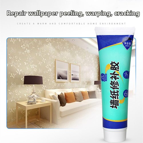 2Pcs Wallpaper Repair Adhesive, Clear Wallpaper Paste Kitfor Fixing Tears, Seams & Edges, Extra-Strong Glue for Seam Repair, Easy-Spread Wallpaper Glue, Strong Adhesion for Vinyl Wallpaper