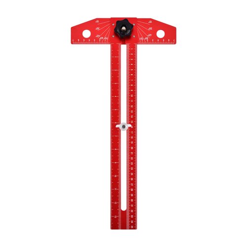 Woodworking Scriber Marking Line Ruler, 13.7"/35cm Adjustable T-Square Ruler with Dual Imperial/Metric Scales, Aluminum Alloy Sliding Square Ruler for Measure Angles, Position, Draw Lines