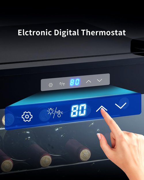 BODEGACOOLER 28 Bottle Compressor Wine Cooler for Home and Kitchen, Freestanding Mini Fridge with Digital Touchscreen, LED Display,Split Storage for Red & White Wines,Matte Black Refrigerator Home Bar