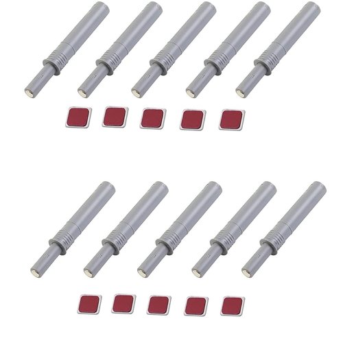bjsdkff 10PCS Magnetic Push Latches for Cabinet Push to Open Door Latch, Gray Soft Quiet Close Closers, Plastic Damper Buffer Push for Kitchen Drawer Door