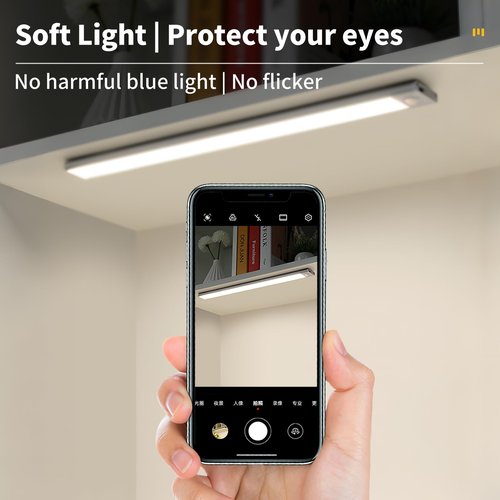 16inch Under Cabinet Lighting 2200mah, 108 LED Motion Sensor Light Indoor, Dimmable 3 Color Rechargeable Closet Light, Battery Operated Magnetic Night Light for Kitchen, Wardrobe, Stairs