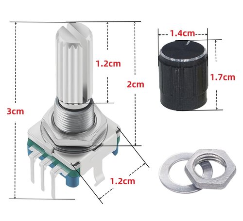 WWZMDiB 6Pcs EC11 Rotary Encoder with Push Button 360° 5 Pins and Knob Cap for Arduino, Raspberry Pi, ESP32
