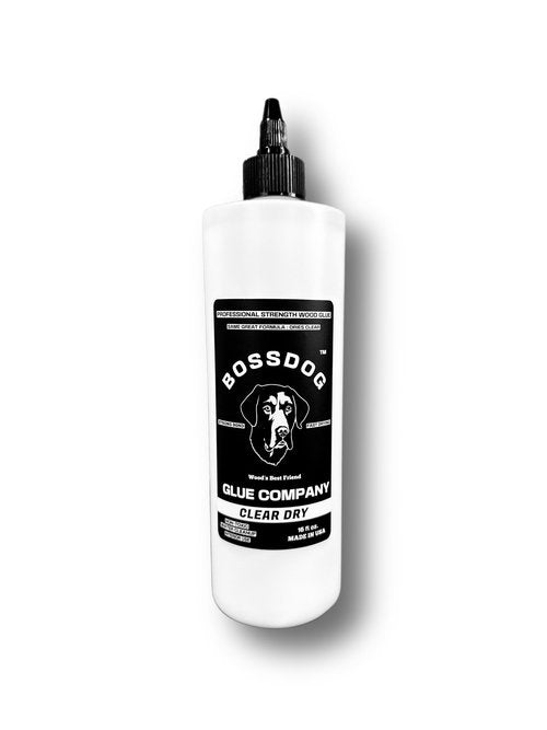 BOSSDOG Clear Dry Wood Glue, Strong Bond, Fast Drying, Cutting Board Safe, Dries Clear, Carpentry Projects, DIY Home Repair, Woodworking, Furniture Repair. Large Bottle, Made by a Maker, for Makers