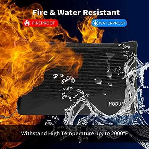 Fireproof Money Bag (2000¢µ), Fireproof Document Bags, Bank Cash Bag with Zipper & Strap, Suitable for A5 Documents, Bank Inventory, Passport (Black)