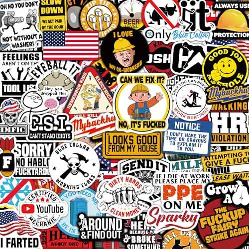 123 PCS Hard Hat Stickers (Dirty) for Tool Box, Helmet, Funny Stickers for Adults, Prank Meme Vinyl and Waterproof Decals for Mechanics, Electricians, Union, Oilfield, Military, Construction, Welders