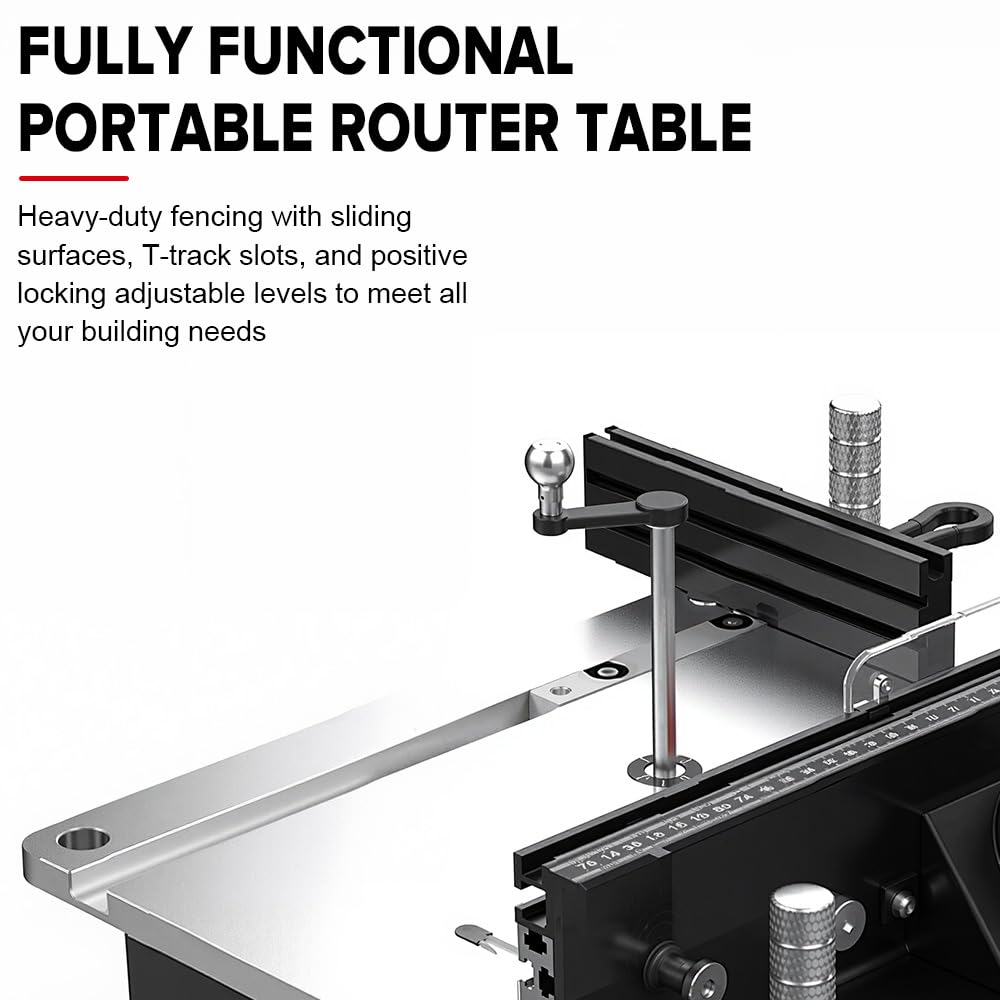 MUWOOD Bench Top Router Table, Full Size Portable Router Table, Workshop Table Router, Workbench Accessory (Black, Imperial)