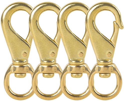Faneta 3-1/4 inch Solid Brass Swivel Snap Hooks Clips with 3/4 inch Swivel Eye, #1, for Scuba Diving, Flag Pole, Lines, Bags, Belting, Leashes, Straps, etc. (Pack of 4)