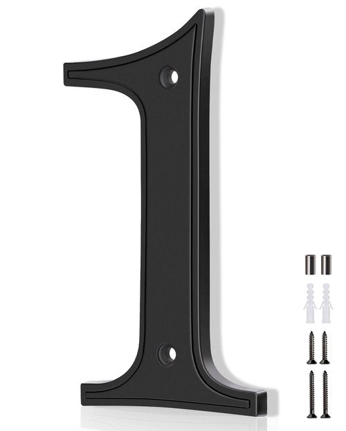 House Numbers 1, Emotionlite House Address Numbers, Black Large Modern House Numbers for Outside, Metal Mailbox Number, 5" Zinc Alloy Style