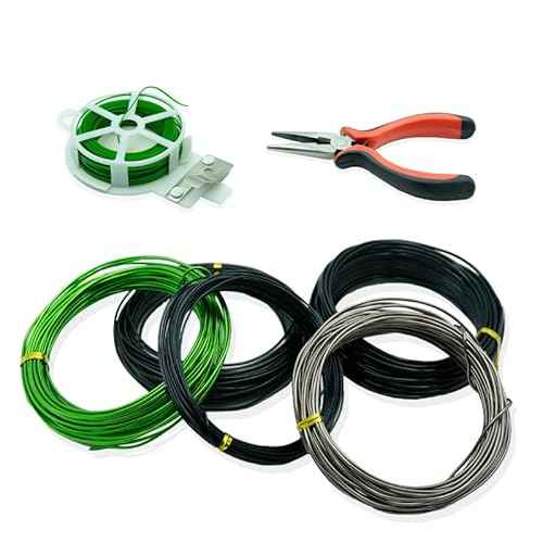 Bonsai Wire 7pcs-5 Rolls of Aluminum Bonsai Training Wire, Cutting Pliers and Plant Ties with Cutter 50 Meter Bonsai Tool Set, Adjustable Anodized Wire 1/1.5/2.0 mm for Bonsai Tree Training DIY Tools