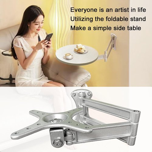 ANTEISI Bedside Shelf Wall Mount Tea Table Folding Brackets,Floating Nightstand Retractable Folding Hinges,Narrow Side Table Retractable Bracket,Suitable for Living Room,Bedroom,Study,Bathroom,Etc