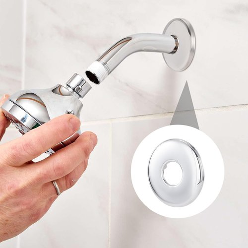 PAGOW 4 Pcs Stainless Steel Shower Arm Flange, Round Escutcheon Plate, Shower Pipe Covers for Bathroom, Shower Faucet Cover Plate for Shower Arms, Pipes - Silver (OD 2.45in, ID 0.84in)