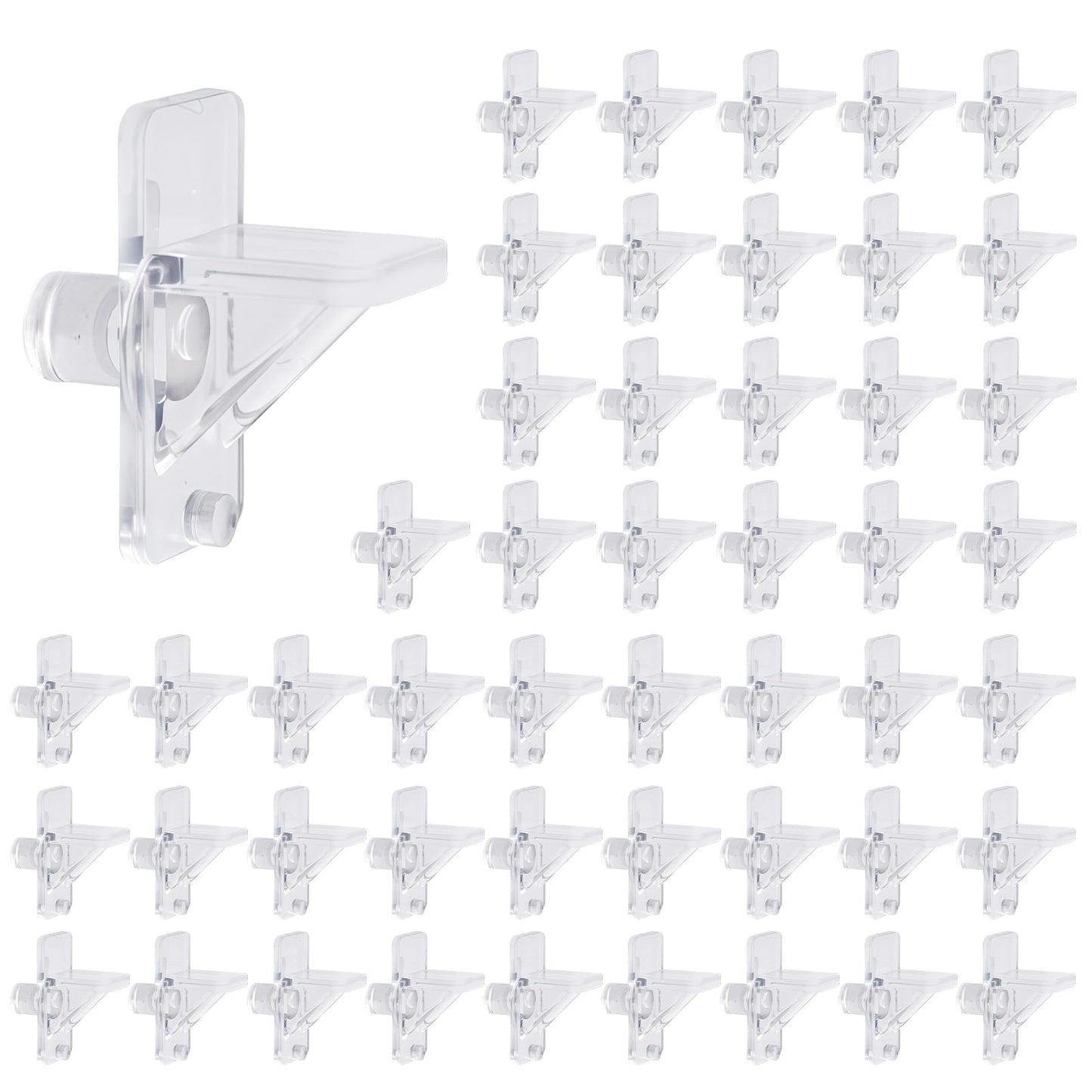 Cutetool (50 Pack) U10136 Shelf Support Pegs 1/4 Inch, Clear Plastic Cabinet Shelf Holders, L-Shaped Support Pins for Bookcase, Cabinet, Furniture 6.35mm Shelf Holes