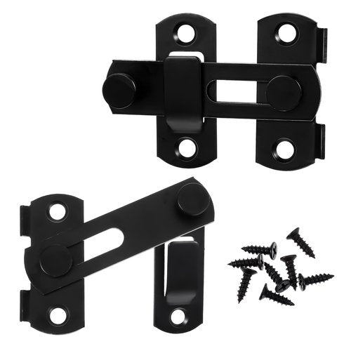 2 Packs Barn Door Latch, 2.7x2 Inch Barn Door Latches with 8 Srews, 90/180 Degree Stainless Steel Right Angle Doors Locks for Wine Cabinet Cabinets Garage, Matte Black