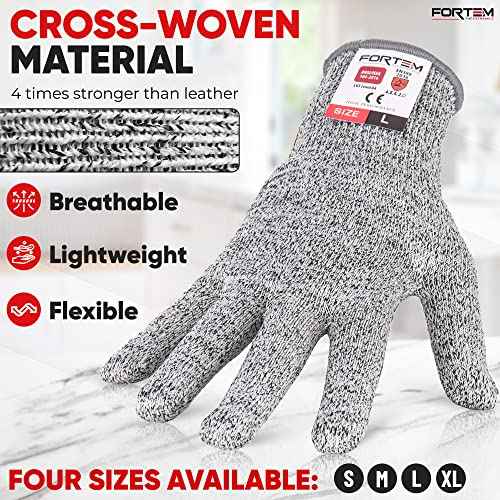 FORTEM Cut Resistant Gloves, 4x, Level 5 Protection Cutting Gloves For Oyster Shucking, Kitchen Work, Food Grade