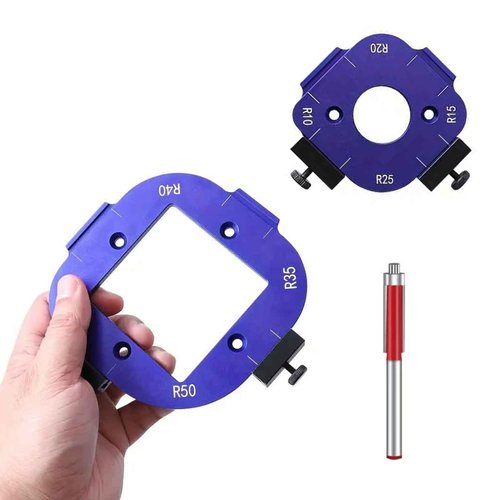 2 Pcs Radius Jig Router Templates for Woodworking (R10-R25 & R30-R50) with Free Bearing Trimmer for Edge Smoothing & Carpentry DIY Wooden Board Arc Cutting Auxiliary Tool