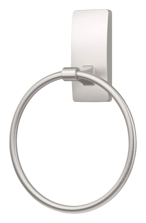 Command Hand Towel Holder Satin Nickel with Water Resistant Command Strips, Rust Resistant Bathroom Organizer, Holds up to 5 lbs, Large