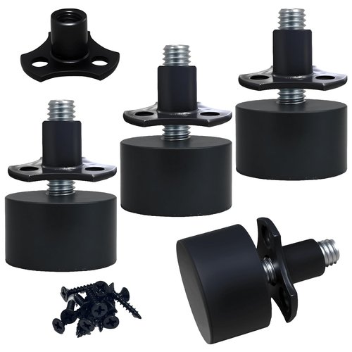 MajesticDh Rubber Adjustable Furniture/Table/Sofa/Cabinet Feet Screw On with Threaded Insert,3/8''-16 Threaded Heavy Duty Leveling Feet/Leg Levelers (4 Pcs/Packge)