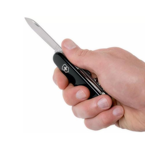 Victorinox Huntsman Swiss Army Knife, 15 Functions, Swiss Made Pocket Knife with Large Blade, Screwdriver, Scissors and Wood Saw - Black
