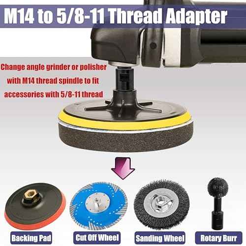 Yakamoz 2Pcs Angle Grinder Attachment M14 Female to 5/8"-11 Male Adapter Rotary Polisher M14 to 5/8"-11 Adaptor Converter Connecting Tool