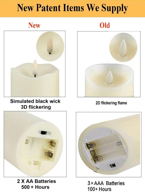 ANGELLOONG Flickering Flameless Candles, Realistic LED Candles with Remote and Timer, Set of 3 Battery Operated Candles for Room Fall Home Decor Wedding Christmas Decorations