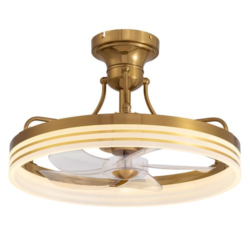 MOOONICHE 20inch Ceiling Fan With Light Gold Flush Mount Fandelier with Remote Control Modern LED Ceiling Fan 6 Wind Speeds Fandelier for Bedroom Living Room Kitchen