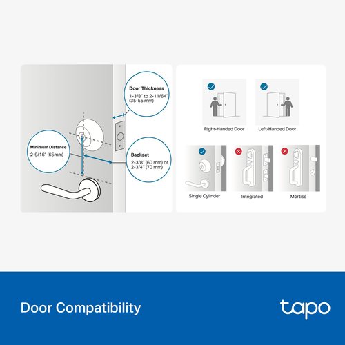 Tapo Smart Wi-Fi Deadbolt Door Lock – Keyless Tactile Buttons, Customized Access with in-App Monitoring, Auto-Lock, IP54 Weatherproof, BHMA Grade 3, Compatible with Standard Door Sizes, Tapo DL100