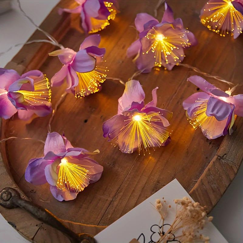 78Inches,Fiber Optic Flower String, LED Flower Garland Lights Fairy Lights for Room Table Wedding Christmas(Purple Flowers)