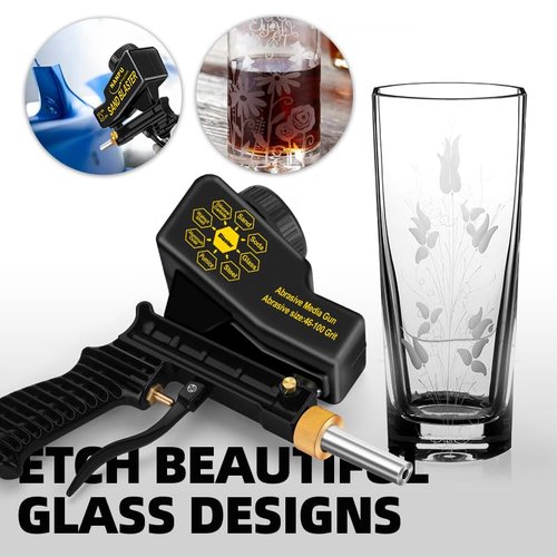NANPU Air Sand Blaster Gun with Gravity Feed - Metal Nozzle, Plastic Body | for Paint, Rust Removal, and Glass Etching | Versatile for Aluminum, Sand, Walnut Shells, and Soda Blasting Applications