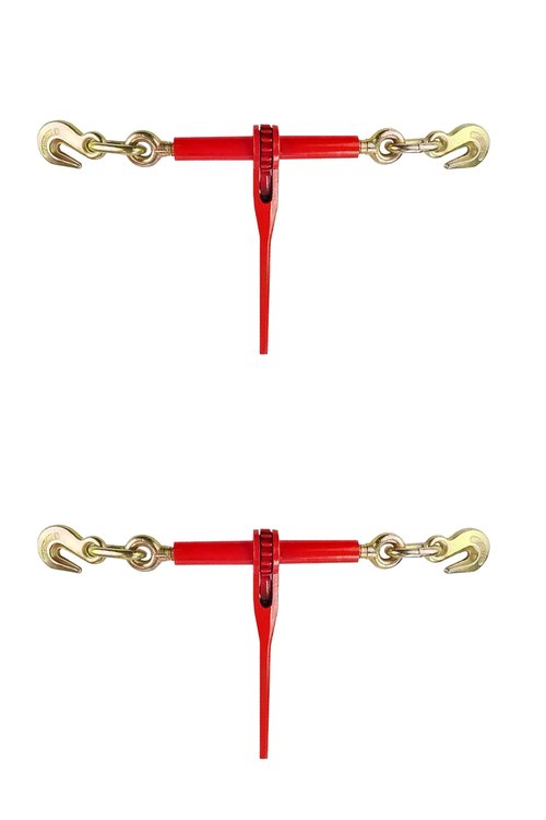 2 Pack Ratchet Chain Binders 5/16'' - 3/8'' | Load Binder with 2 Grab Hooks | Tie Downs for Grade 70 Transport Chain | 6000 Lbs. Safe Working Load- Heavy Duty Ratchet Binders for Towing