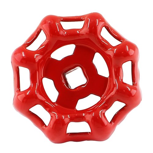 BokWin Metal Outside Faucet Round Wheel Handle，6x6mm Water Spigot Handle Square Broach, Valve Wheel Handles Paint Cast Steel Red(1 Pcs)