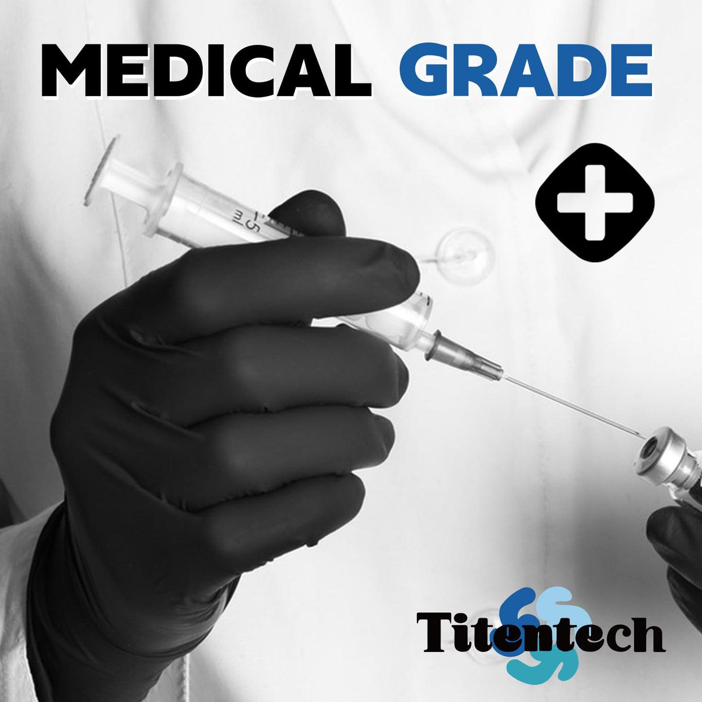 Titentech Disposable Nitrile Exam Gloves Black Cooking Gloves Disposable Food Safe 3mil 100PCS/BOX, Medium, Chemical Resistance, Salon Work, Tattoos
