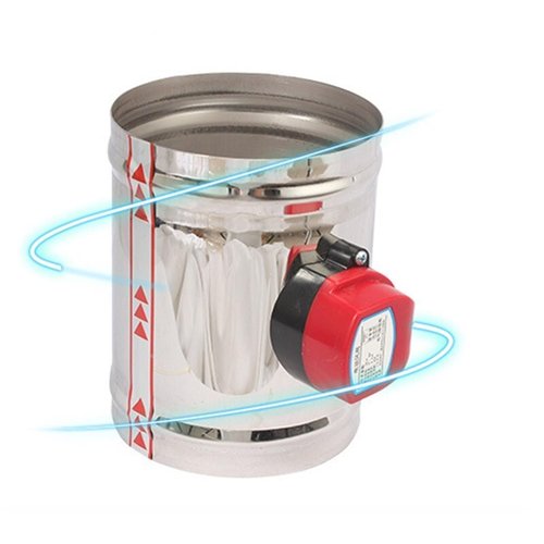 220V 24V 12V 1Nm Actuator Air Damper Valve Electric Air Duct Motorized Damper Ventilation Pipe Valve 60-200mm Stainless Steel(100MM,DC24V)