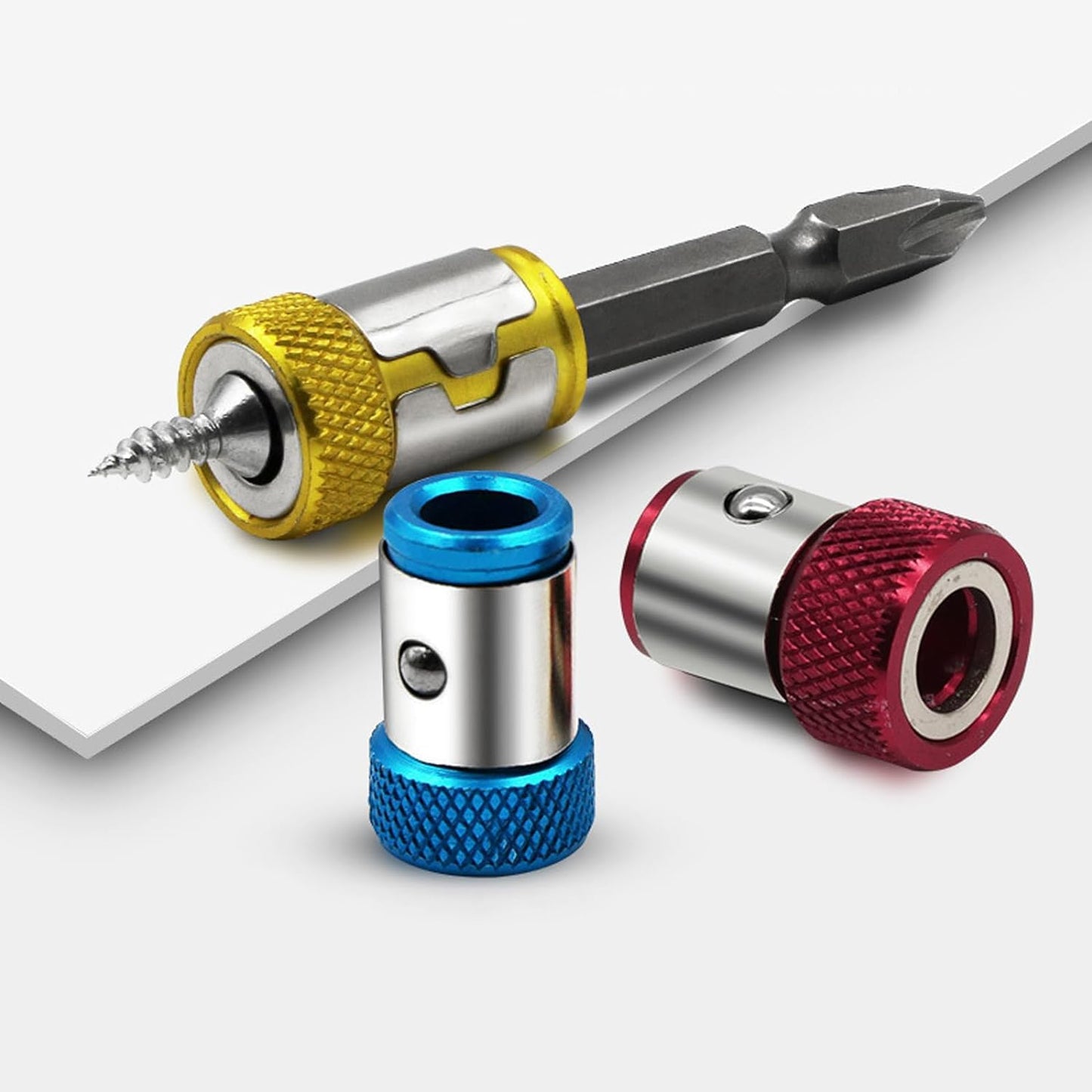 Upgrade Screwdriver Head Magnetic Ring, Universal Magnetizer Screw Removable for Hex Screwdriver and Power Bits, Magnetic Screw Ring Bit Magnetizer Ring Metal Magnetizer Screw (3, Mix)