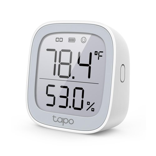 TP-Link Tapo Smart Temperature and Humidity Monitor, 2.7" E-Ink Display, Swiss-Made Sensor, Real-Time Notification, Visual Graphics, Requires Tapo Hub, White, T315